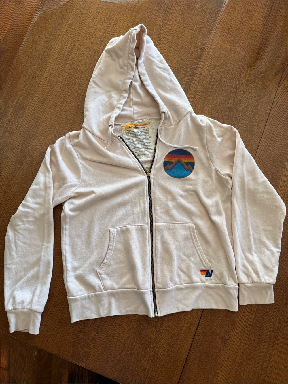 Aviator Nation ALL SEASONS CIRCLE ZIP HOODIE - VINTAGE WHITE